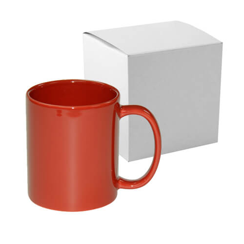 Mug Full Color - red shiny glossy for thermal transfer with cardboard box