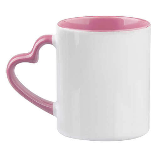 Mug Funny with heart-shaped handle - pink