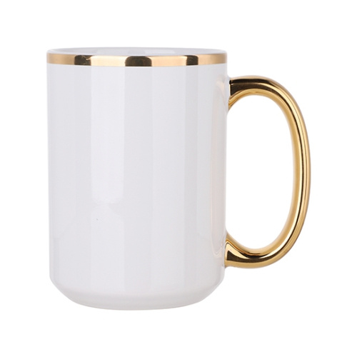 Mug MAX 450ml with a golden handle for sublimation