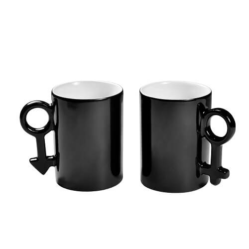 Pair of  magic mugs 300 ml black Sublimation Thermal Transfer