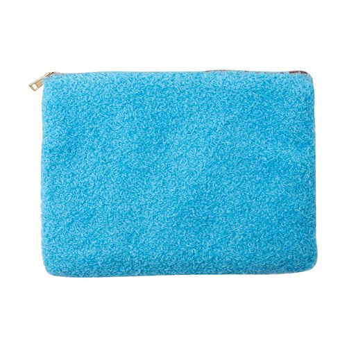 Plush cosmetic bag for sublimation - white and sky blue