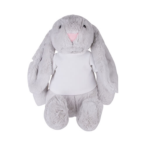 Plush rabbit 30 cm with a T-shirt for sublimation printing - light gray