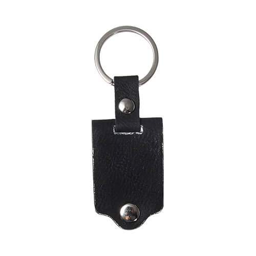 Rectangular metal keyring in a leather cover for sublimation - black