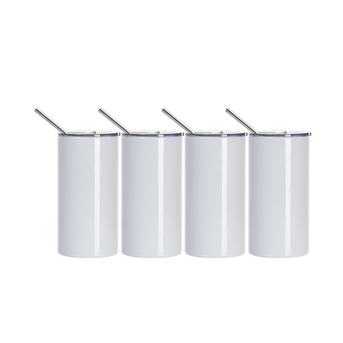 Set of 4 mugs with a lockable lid and a 600 ml straw for printing