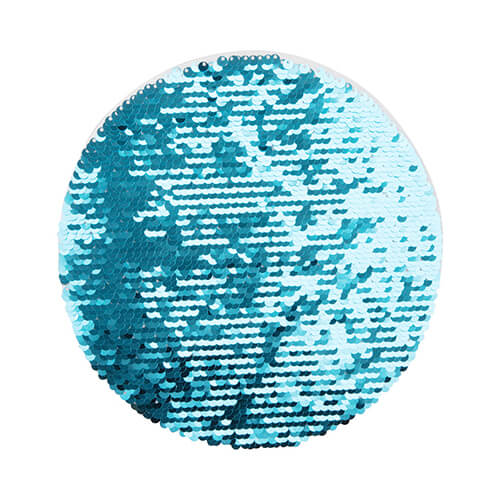 Two-color sequins for sublimation and application on textiles - light blue circle Ø 19 on a white background