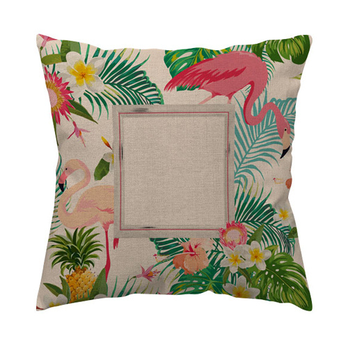 Two-colour linen cover 38 x 38 cm for sublimation printing - Flamingo