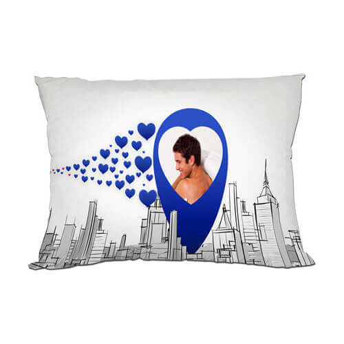 Two-colour satin cover 70 x 40 cm for sublimation printing - Blue hearts