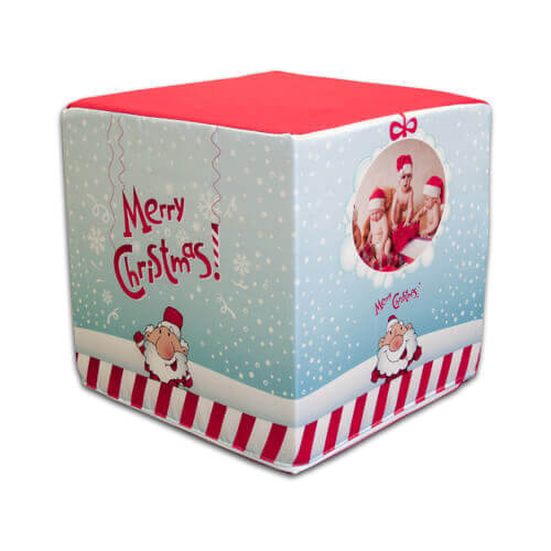 Two-colour satin cover for square pouf for sublimation printing - Merry Christmas