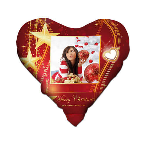 Two-colour satin hearth-shaped cover for sublimation printing - Merry Christmas