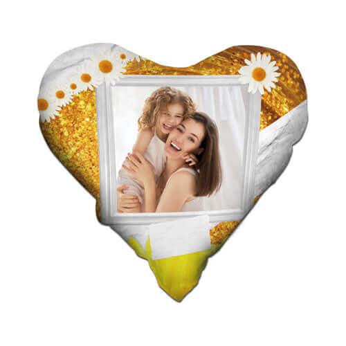Two-colour satin hearth-shaped cover for sublimation printing - Sun
