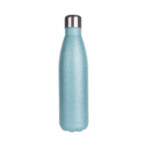 Water bottle - bottle 500 ml for sublimation printing – light blue glitter