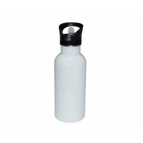 White bicycle water bottle with mouthpiece and straw 600 ml Sublimation Thermal Transfer