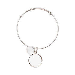 Bracelet  avec un coeur en cristal et un pendentif  cercle face pour la sublimation