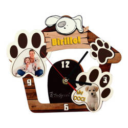 Horloge murale MDF pour sublimation - Cabane à chien