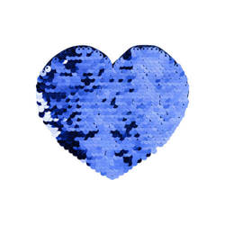 Les paillettes bicolores pour la sublimation et l'application sur les textiles - cœur bleu 12 x 10,5 cm