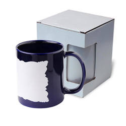 Mug 330 ml avec patch pour sublimation - bleu marine - avec boîte