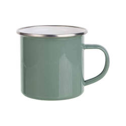 Mug 360 ml en métal émaillé pour sublimation - gris vert