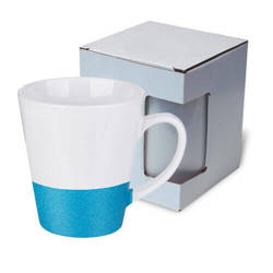 Mug Latte 300 ml avec ceinture de brocart pour sublimation avec boîte KAR3 - bleu