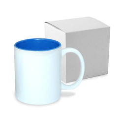 Mug blanc JS Coating 330 ml avec intérieur bleu azur avec boîte Sublimation Transfert Thermique