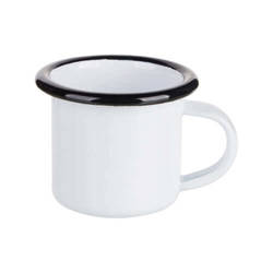 Mug émaillé 100 ml blanc avec bords noirs Sublimation Transfert Thermique