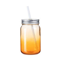 Mug en verre Mason Jar 450 ml sans anse pour sublimation - dégradé orange