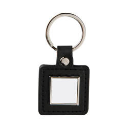 Porte-clés cuir métal pour sublimation - carré - noir
