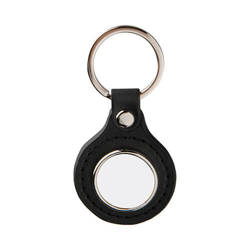 Porte-clés cuir métal pour sublimation - cercle - noir