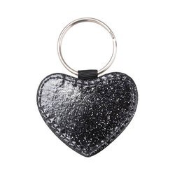Porte-clés en cuir avec paillettes pour sublimation - cœur Noir