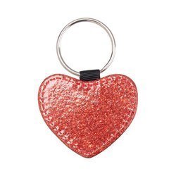 Porte-clés en cuir avec paillettes pour sublimation - cœur rouge