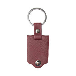 Porte-clés rectangulaire en métal recouvert de cuir pour sublimation - bordeaux