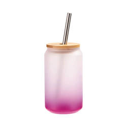 Un verre dépoli 400 ml avec une paille et un couvercle en bambou pour sublimation - dégradé violet