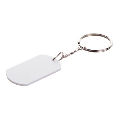 Un porte-clés en plastique avec une chaîne pour sublimation - une plaque  d'identité