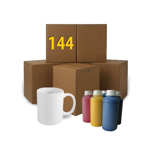 144 mugs blancs classe AA+ 330 ml 100 ml d'encre offert Sublimation Transfert Thermique