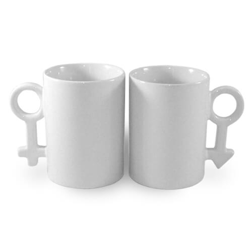 2 mugs blancs 300 ml pour couple Sublimation Transfert Thermique