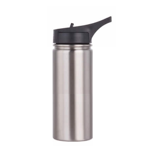 750 ml Stainless steel flask w/ sports straw cap flip lid (silver)