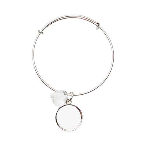 Bracelet  avec un coeur en cristal et un pendentif  cercle face pour la sublimation