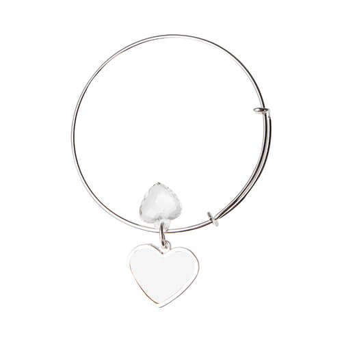 Bracelet avec un coeur en cristal et un pendentif coeur face pour la sublimation