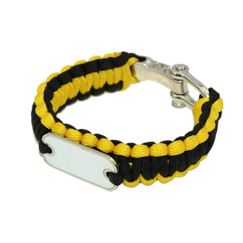 Bracelet en paracorde jaune et noir Sublimation Transfert Thermique
