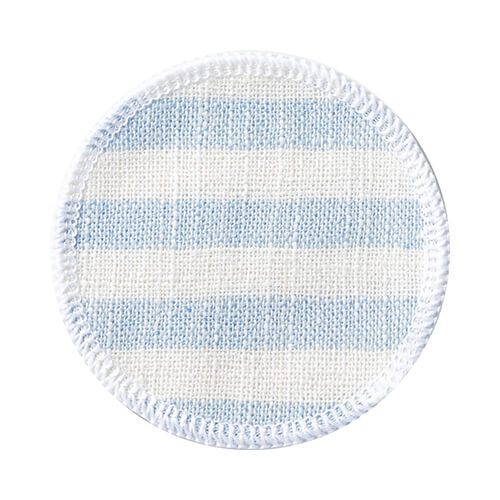 Dessous de verre en toile Ø 10 cm crème à rayures bleues pour sublimation