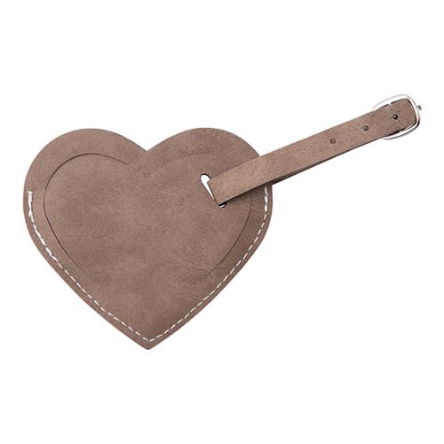 Etiquette bagage en cuir pour sublimation - coeur gris