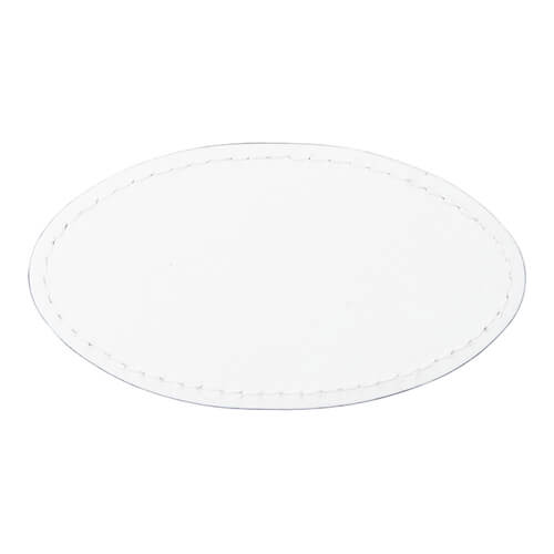 Etiquette ovale en cuir 8,2 x 4,4 cm pour sublimation - blanc