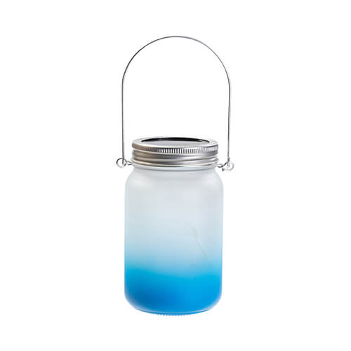 Lanterne 450 ml avec anse métal - dégradé bleu clair