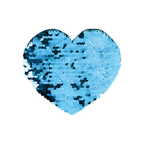 Les paillettes bicolores pour la sublimation et l'application sur les textiles - cœur bleu ciel 12 x 10,5 cm