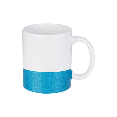 Mug 330 ml avec ceinture de brocart pour sublimation - bleu