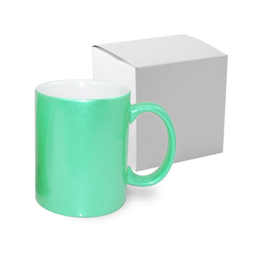 Mug 330 ml métallisés – vert clair avec boîte Sublimation Transfert Thermique