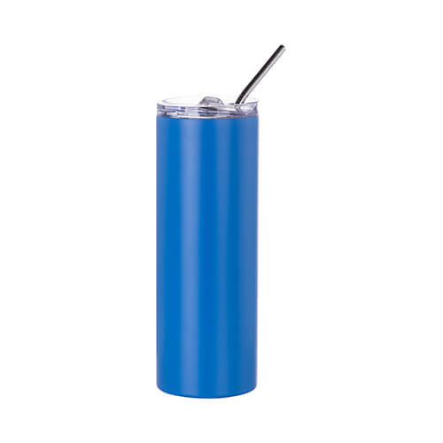Mug 600 ml avec paille pour sublimation - bleu mat