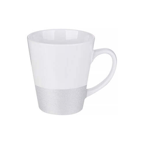 Mug Latte 300 ml avec ceinture de brocart pour sublimation - argenté