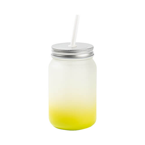 Mug Mason Jar 450 ml givré sans anse pour sublimation - dégradé vert citron