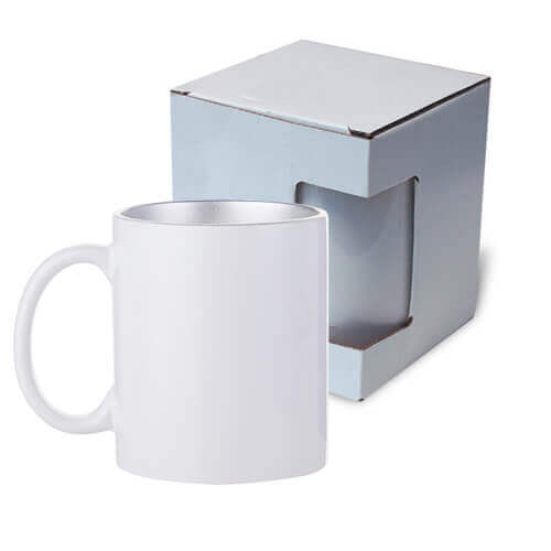 Mug blanc 330 ml avec intérieur argenté avec boîteSublimation Transfert Thermique