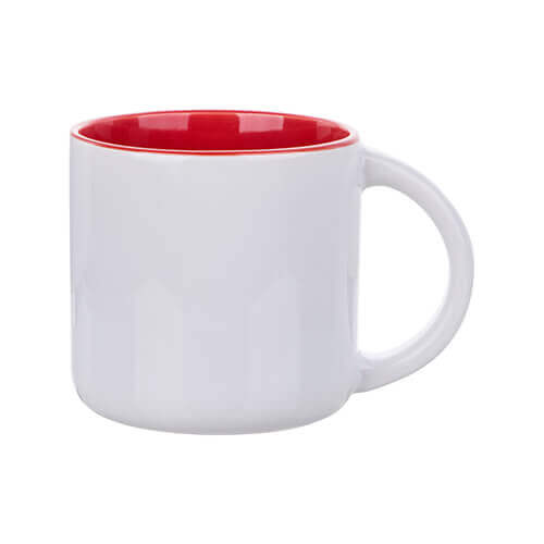 Mug blanc 400 ml avec intérieur rouge pour sublimation